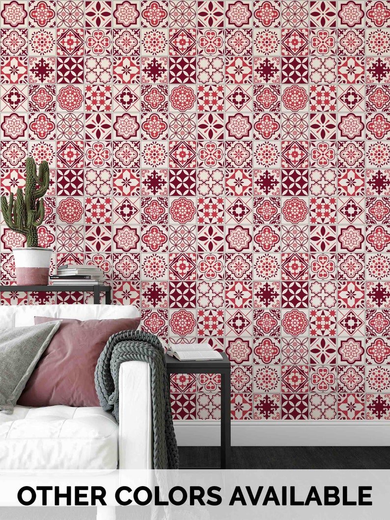Moroccan Tile Wallpaper Boho Peel and Stick Wallpaper | Etsy