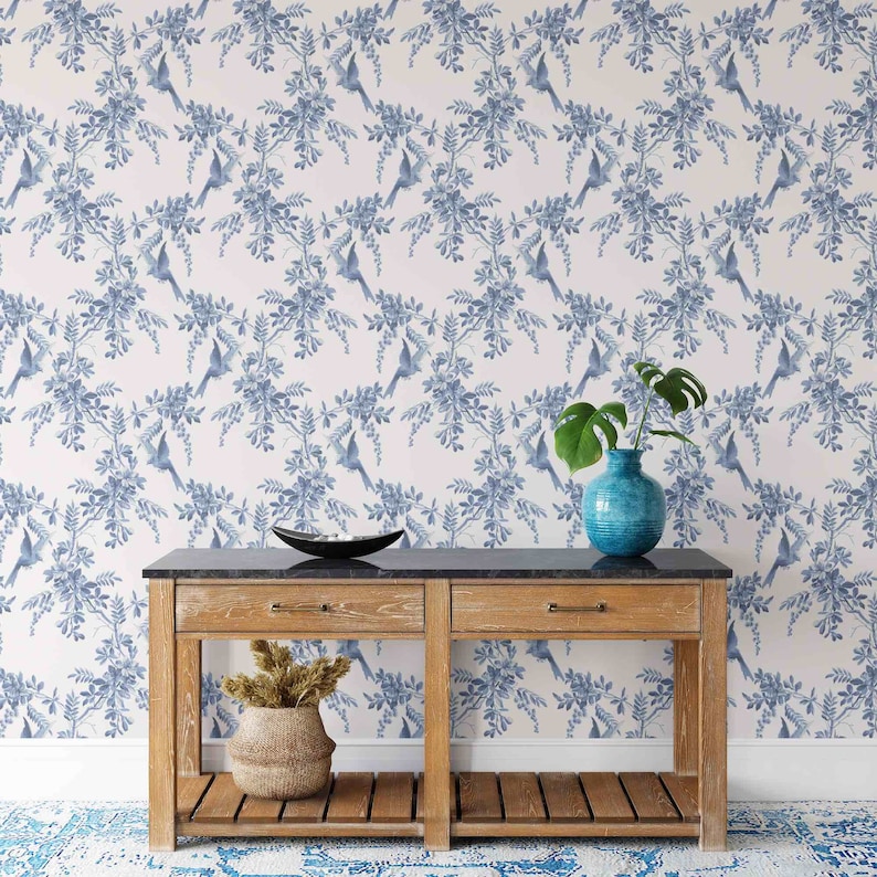 Bird Wallpaper Peel and Stick Wallpaper Removable Etsy Canada