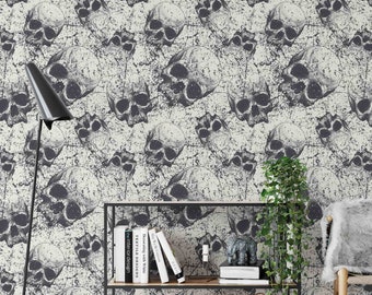 Skull Wallpaper | Removable Wallpaper | Peel and Stick Wallpaper | Self Adhesive Wallpaper