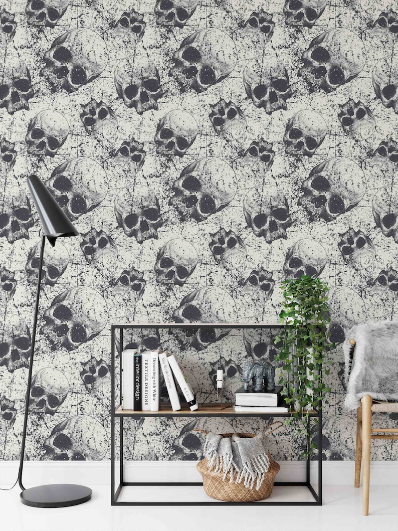 Skull Wallpaper Removable Wallpaper Peel and Stick - Etsy