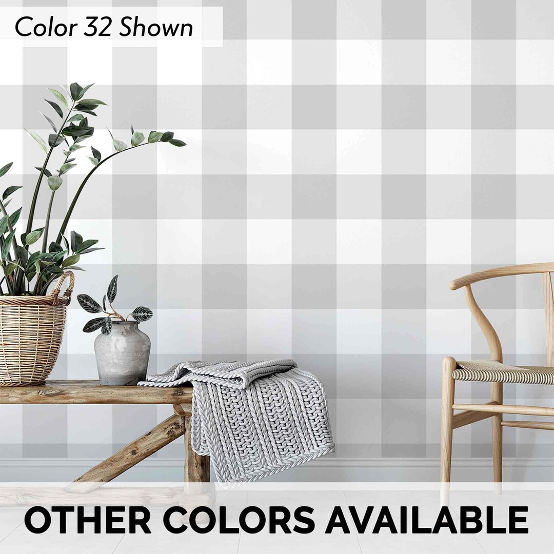 Gingham Removable Wallpaper Plaid Wallpaper Peel and Stick Wallpaper