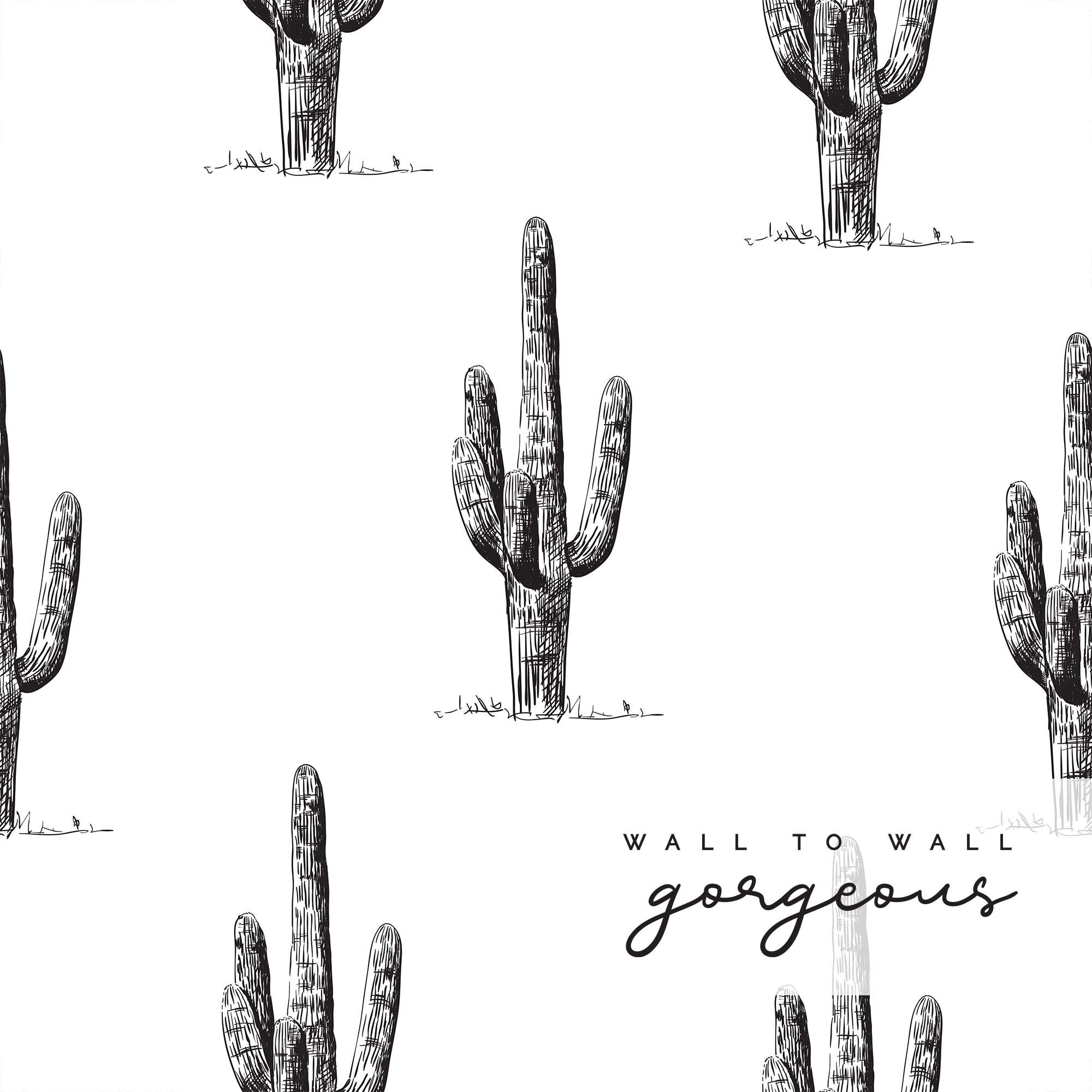 Cactus Wallpaper Black and White Wallpaper Peel and Stick Etsy