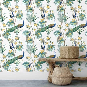 Peacock Chinoiserie Peel and Stick Wallpaper