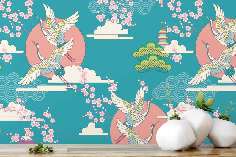 Removable Wallpaper Peel and Stick Wallpaper Japanese Etsy