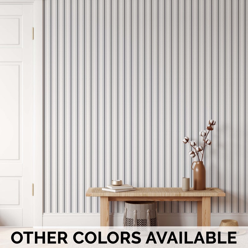 Removable Wallpaper Ticking Stripe Wallpaper Peel and Etsy