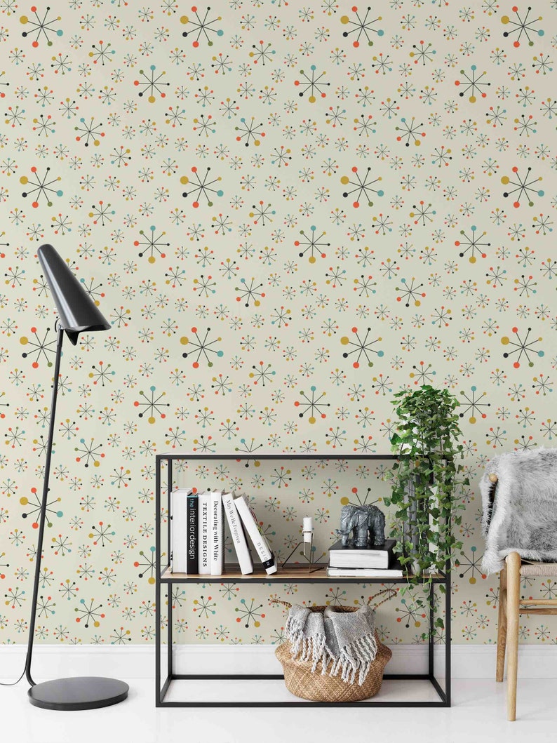 Mid Century Modern Wallpaper Removable Wallpaper Retro Etsy
