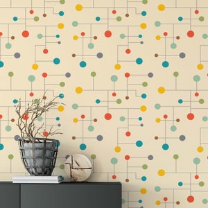 Mid Century Modern Wallpaper | Removable Wallpaper | Retro Wallpaper | Peel and Stick Wallpaper | Geometric Wallpaper
