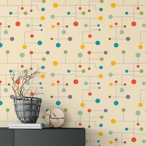 Mid Century Modern Wallpaper | Removable Wallpaper | Retro Wallpaper | Peel and Stick Wallpaper | Geometric Wallpaper