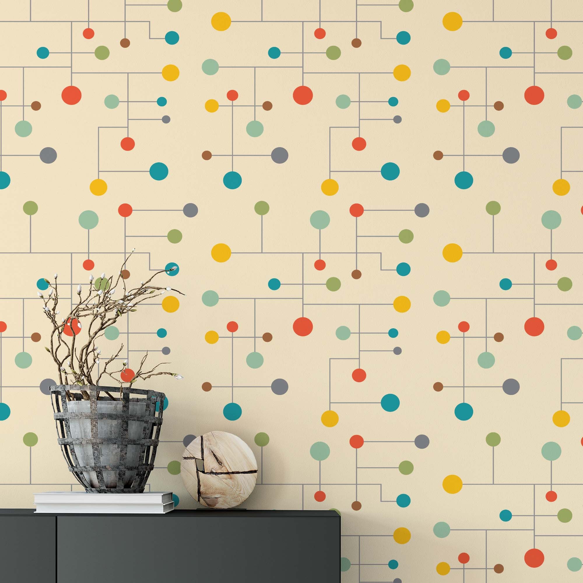 Mid Century Modern Wallpaper Removable Wallpaper Retro Wallpaper