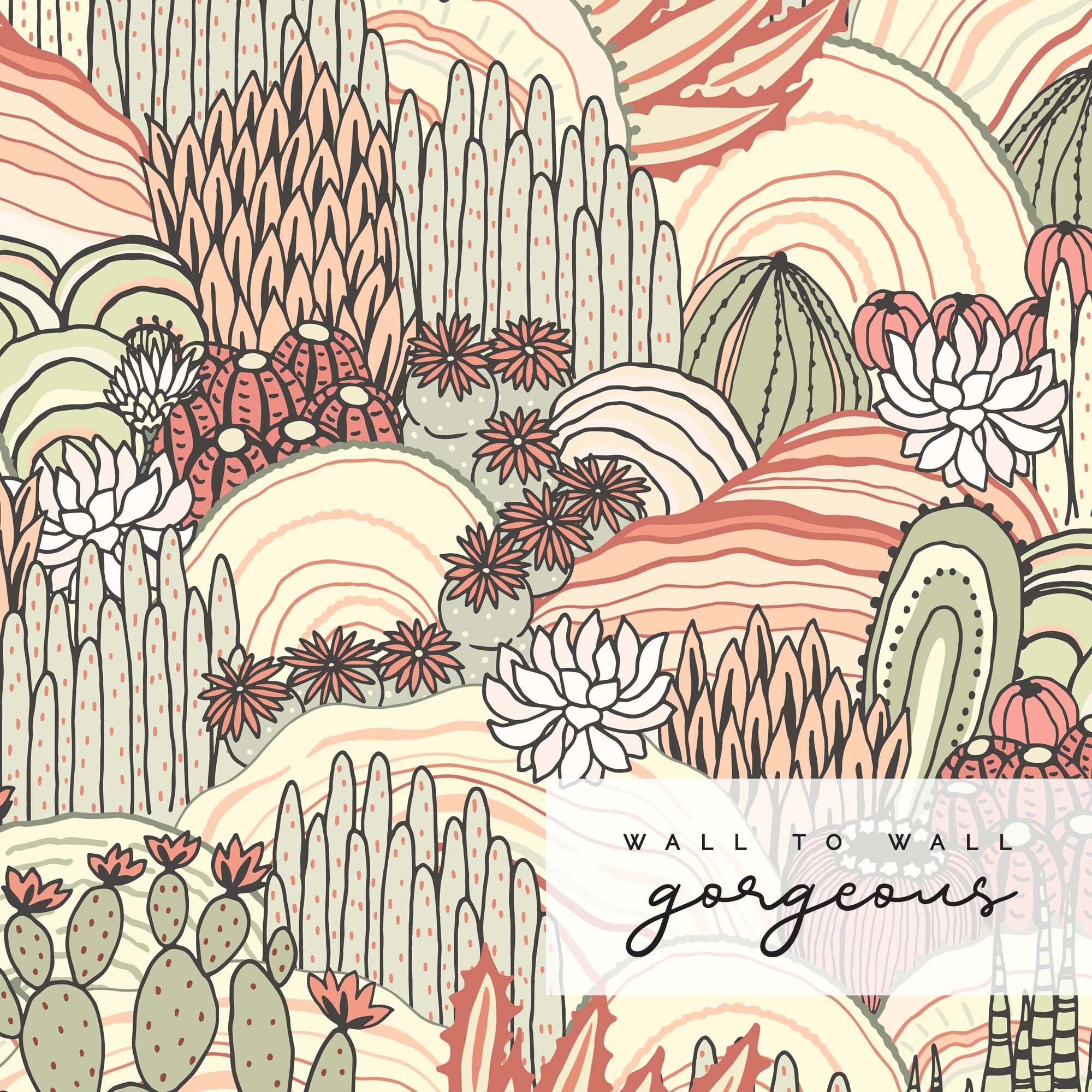 Boho Cactus Wallpaper Desert Peel and Stick Wallpaper | Etsy