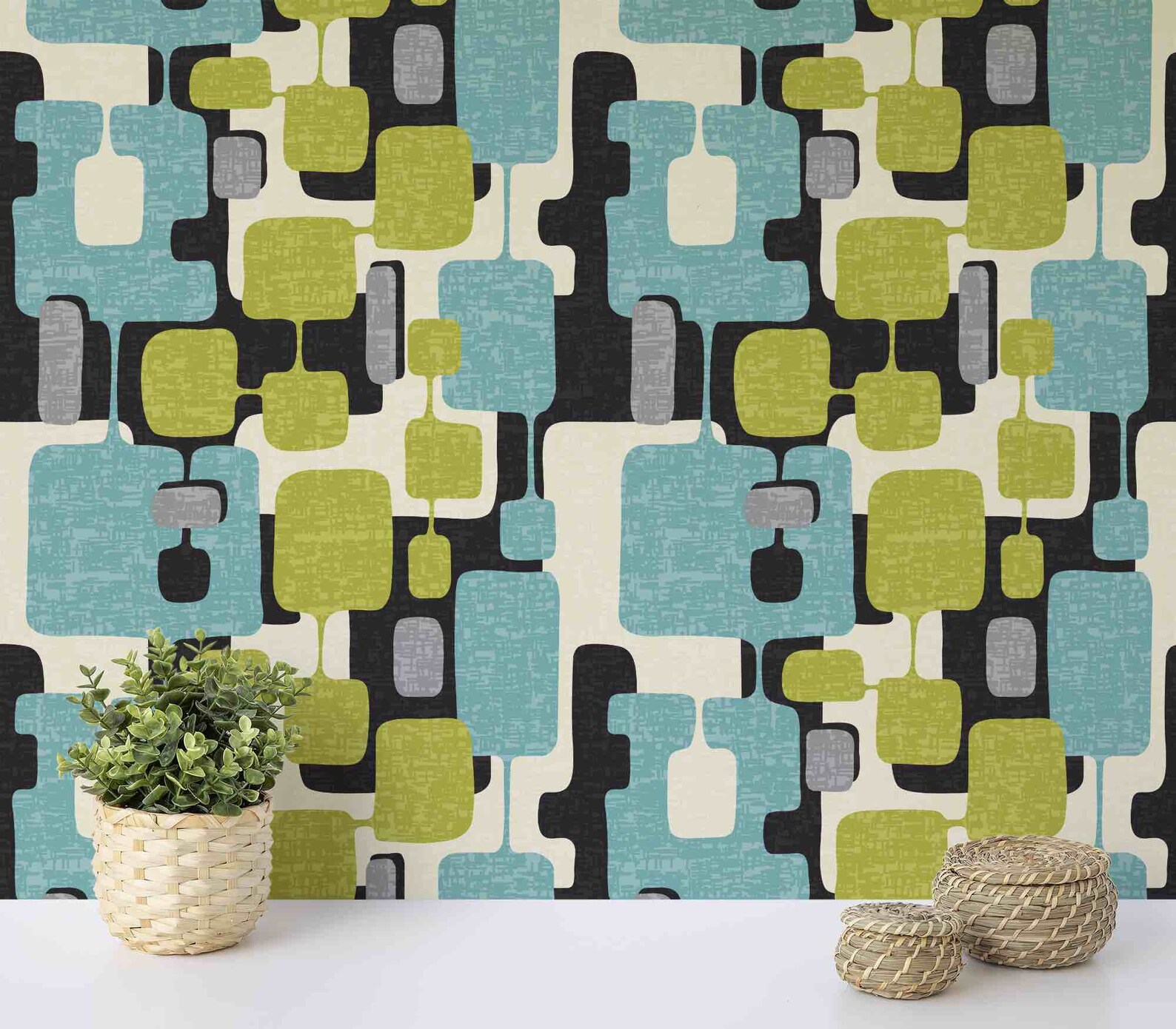 Mid Century Modern Wallpaper Removable Wallpaper Retro Etsy