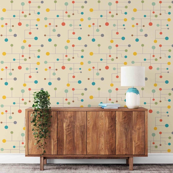 Mid Century Modern Wallpaper Removable Wallpaper Retro | Etsy