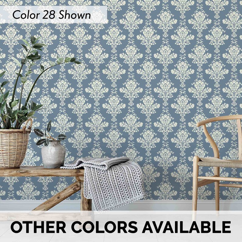 Victorian Damask Removable Wallpaper Elegant Wallpaper Etsy