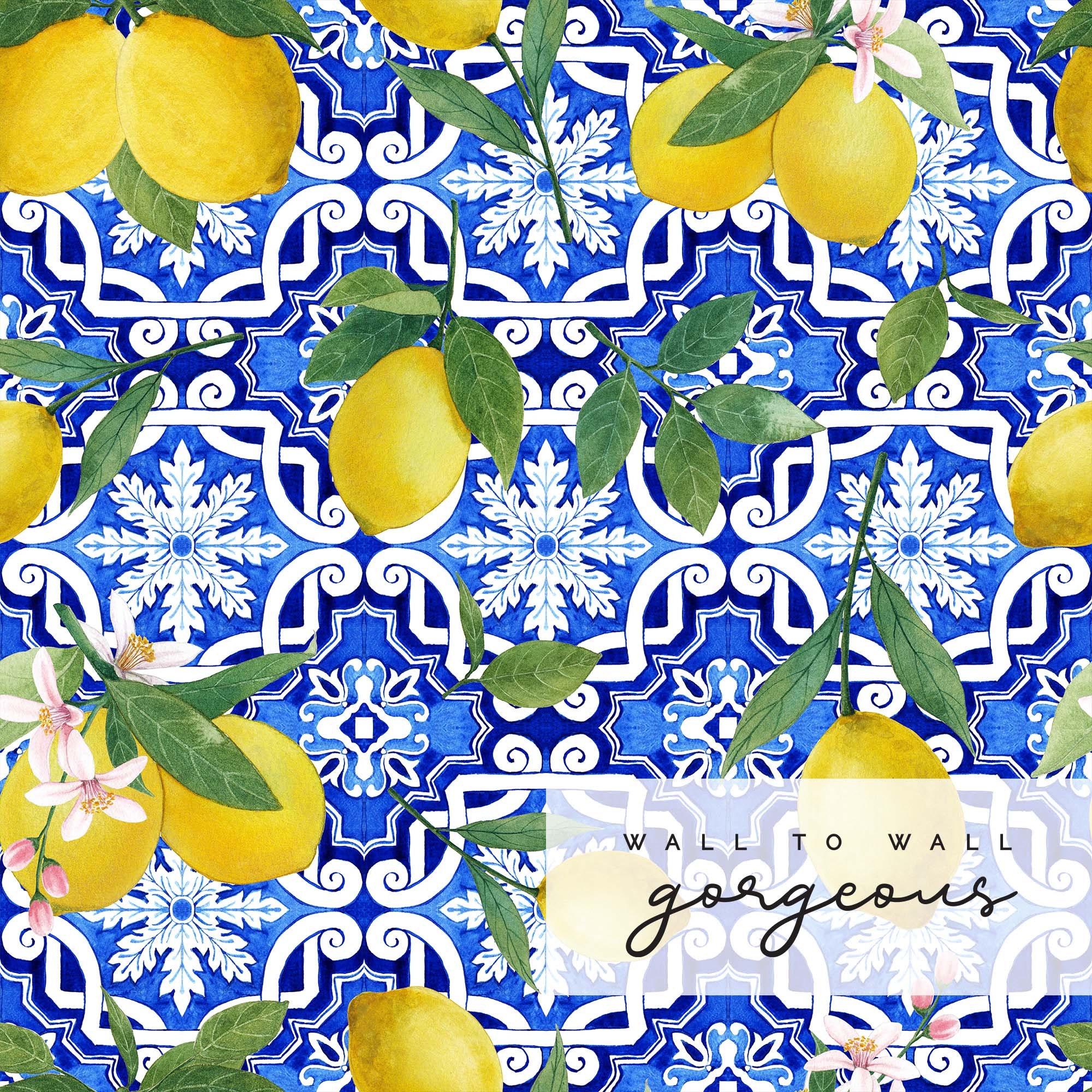 Blue Tiles,mosaic,Mediterranean Tiles,majolica Art ,lemon