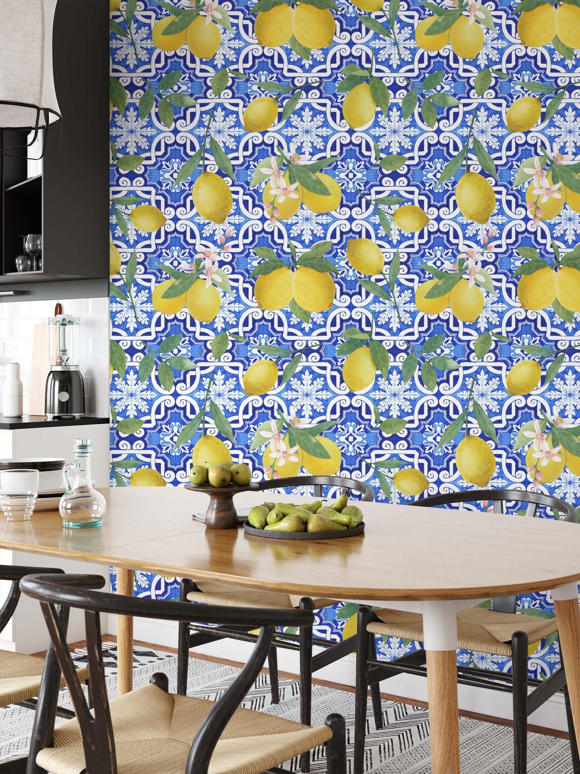 Italian Lemon Wallpaper Removable Wallpaper Watercolor - Etsy