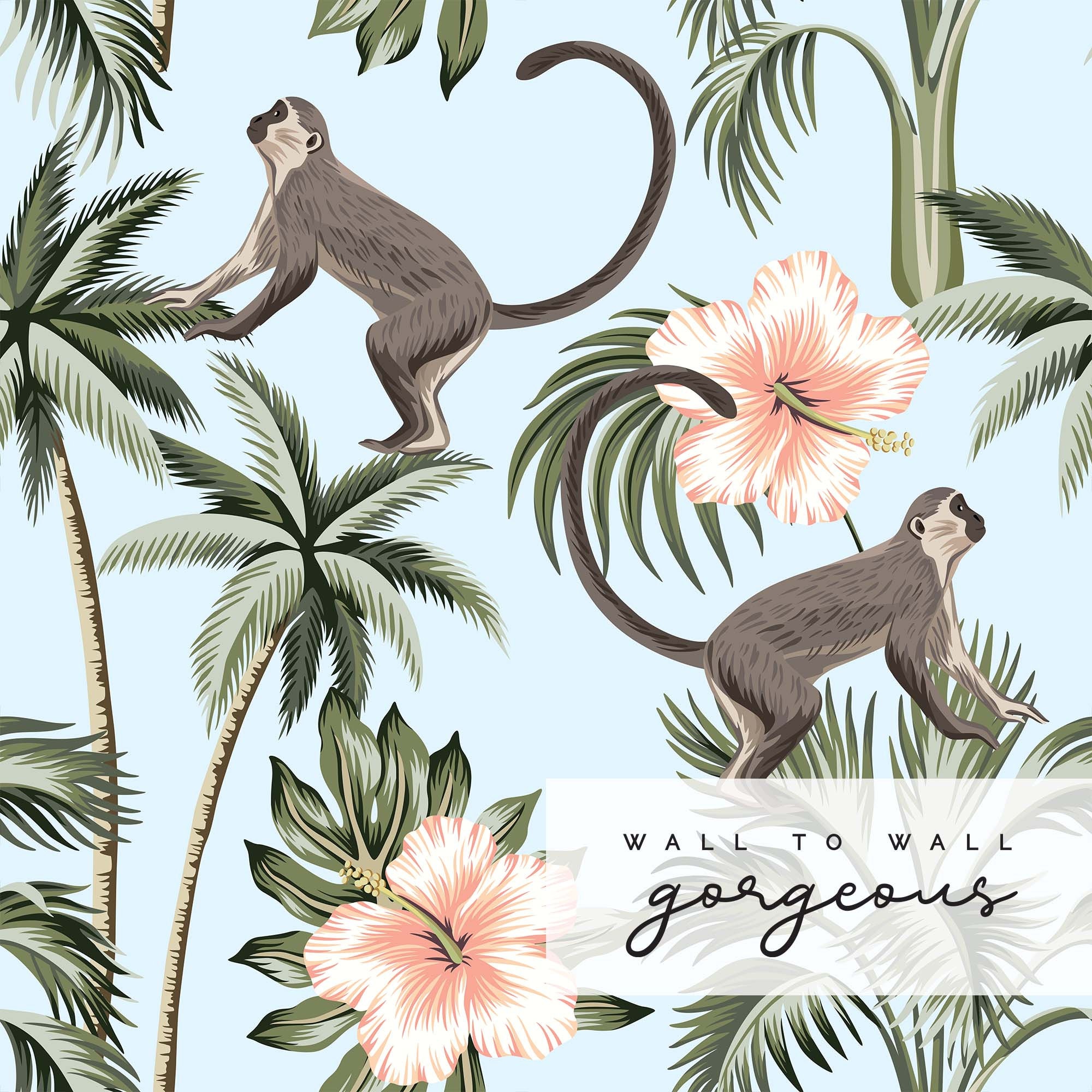 Tropical Wallpaper Monkey Wallpaper Peel and Stick | Etsy