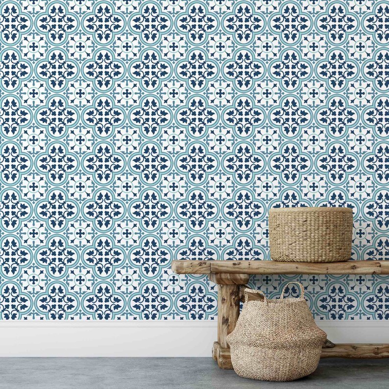 Moroccan Removable Wallpaper Quatrefoil Peel and Stick Etsy