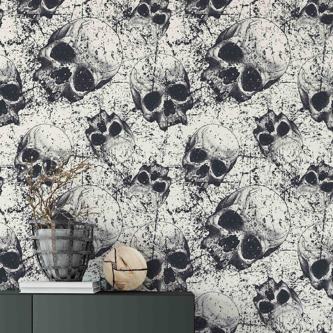 Skull Wallpaper Removable Wallpaper Peel and Stick | Etsy
