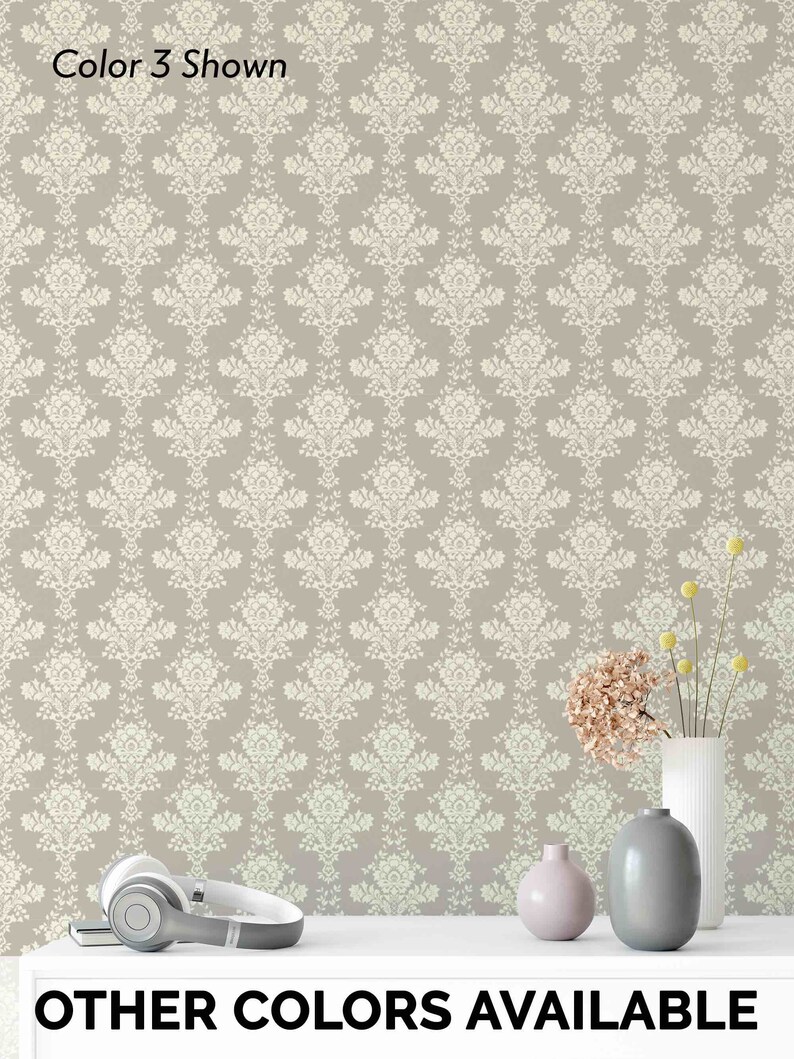Victorian Damask Removable Wallpaper Elegant Wallpaper Etsy New Zealand