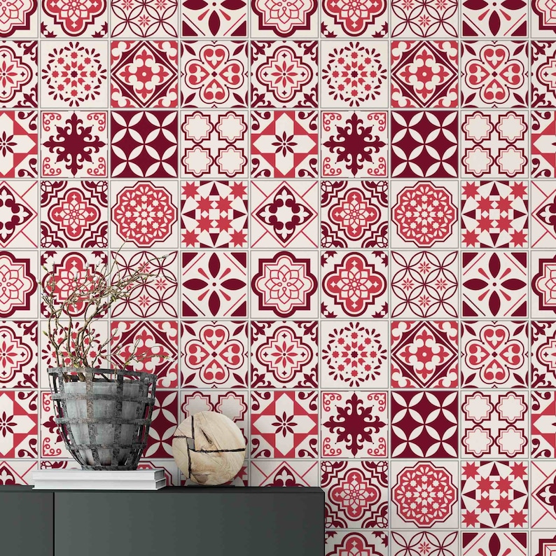 Moroccan Tile Wallpaper Boho Peel and Stick Wallpaper Etsy