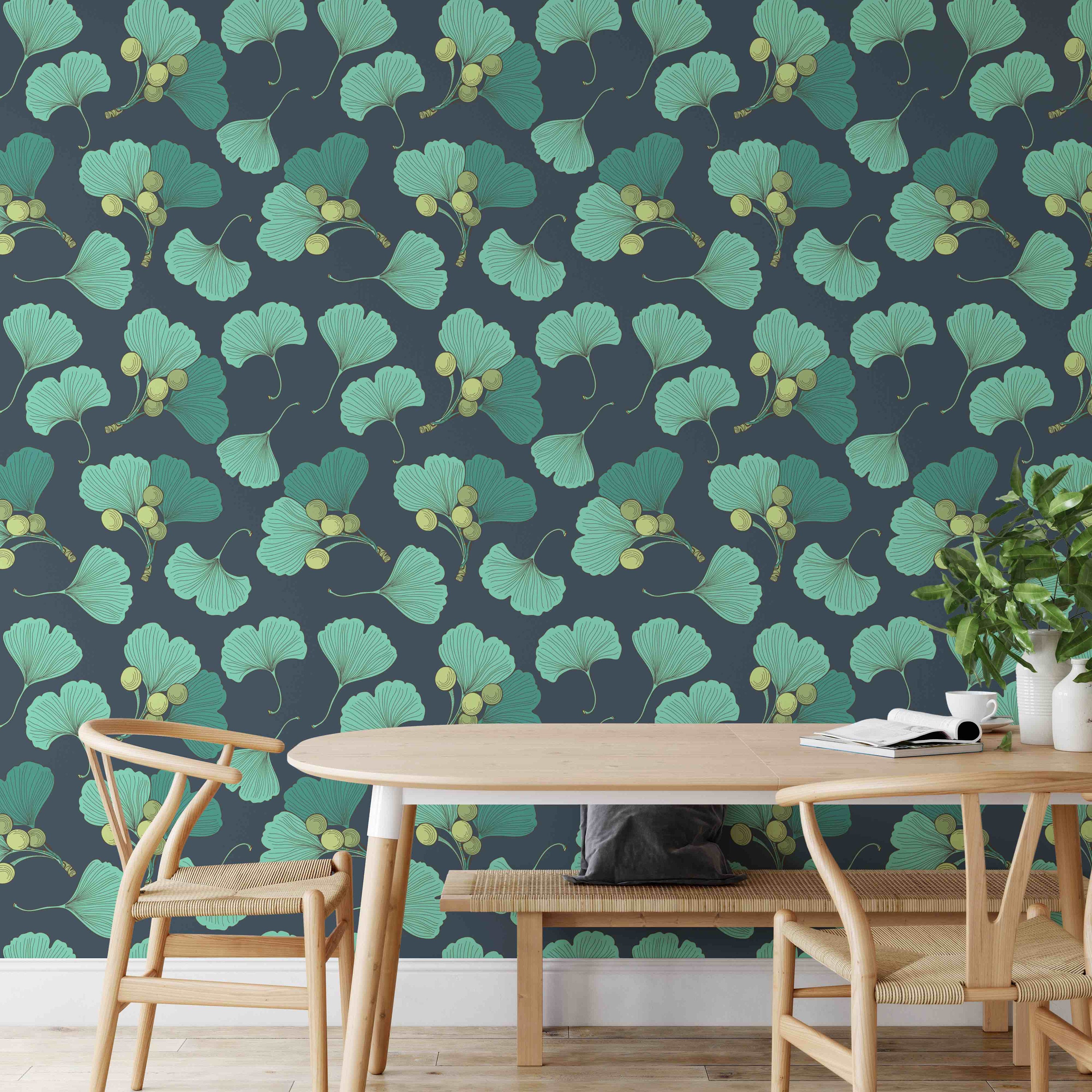 Gingko Wallpaper Botanical Wallpaper Peel and Stick - Etsy