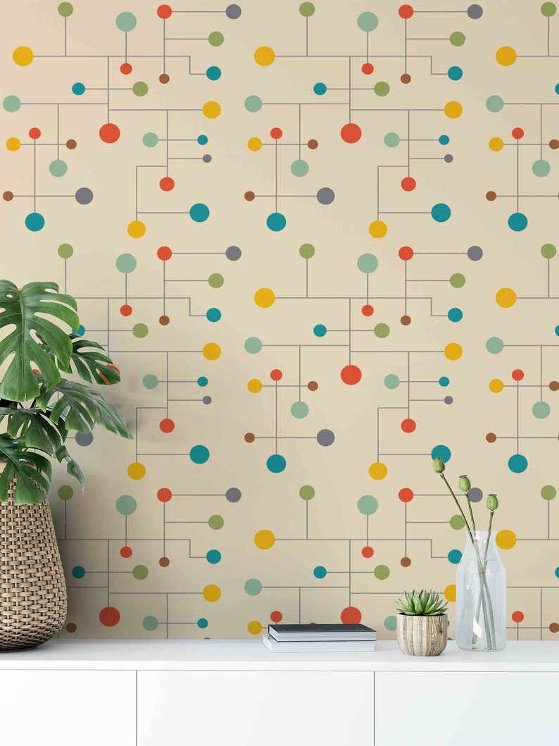 Mid Century Modern Wallpaper Removable Wallpaper Retro | Etsy