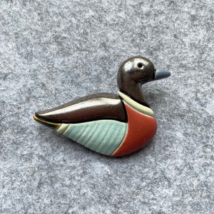 Duck Brooch Bird Ceramic Pin White Clay Jewelry image 1