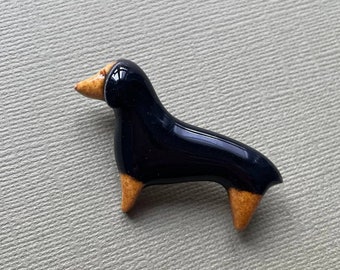 Dachshund  Dog Brooch Ceramic  Pin  Clay Jewelry Gift for Dachshund Lover