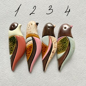 Bird Pin Jewelry. Ceramic Brooch Clay Bird. Gift for birds lovers. Autumn colors. Thanksgiving gift image 6