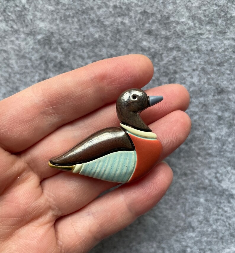 Duck Brooch Bird Ceramic Pin White Clay Jewelry image 5