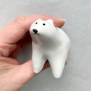 Керамическая фигурка белого медведя, скульптура из белой глины, миниатюрная скульптура животного