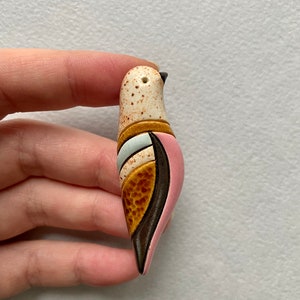 Bird Pin Jewelry. Ceramic Brooch Clay Bird. Gift for birds lovers. Autumn colors. Thanksgiving gift 2