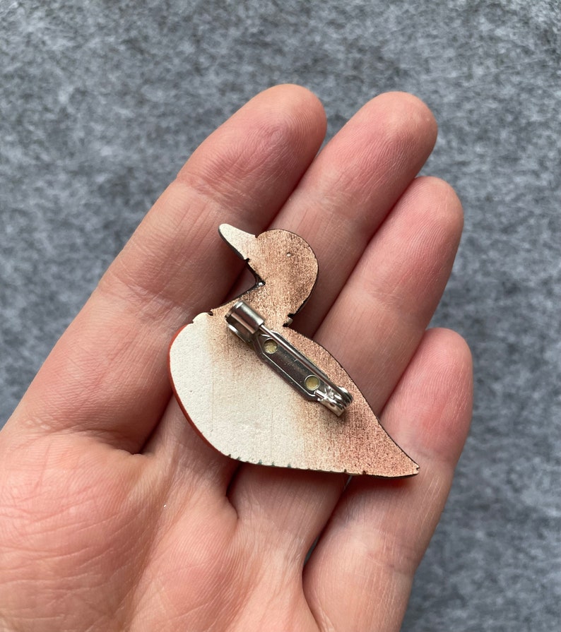 Duck Brooch Bird Ceramic Pin White Clay Jewelry image 3