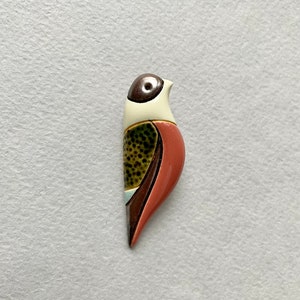 Bird Pin Jewelry. Ceramic Brooch Clay Bird. Gift for birds lovers. Autumn colors. Thanksgiving gift 1