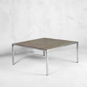 Brutalistischer Metall Couchtisch mit Steinplatte, 1960er Jahre