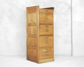 Industrial Oak Filing Cabinet, 1920s