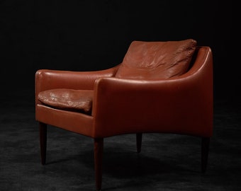 Rare Vintage Mid-Century Danish Modern Rosewood & Leather Lounge Chair Model 800 by Hans Olsen for CS Møbler, 1958