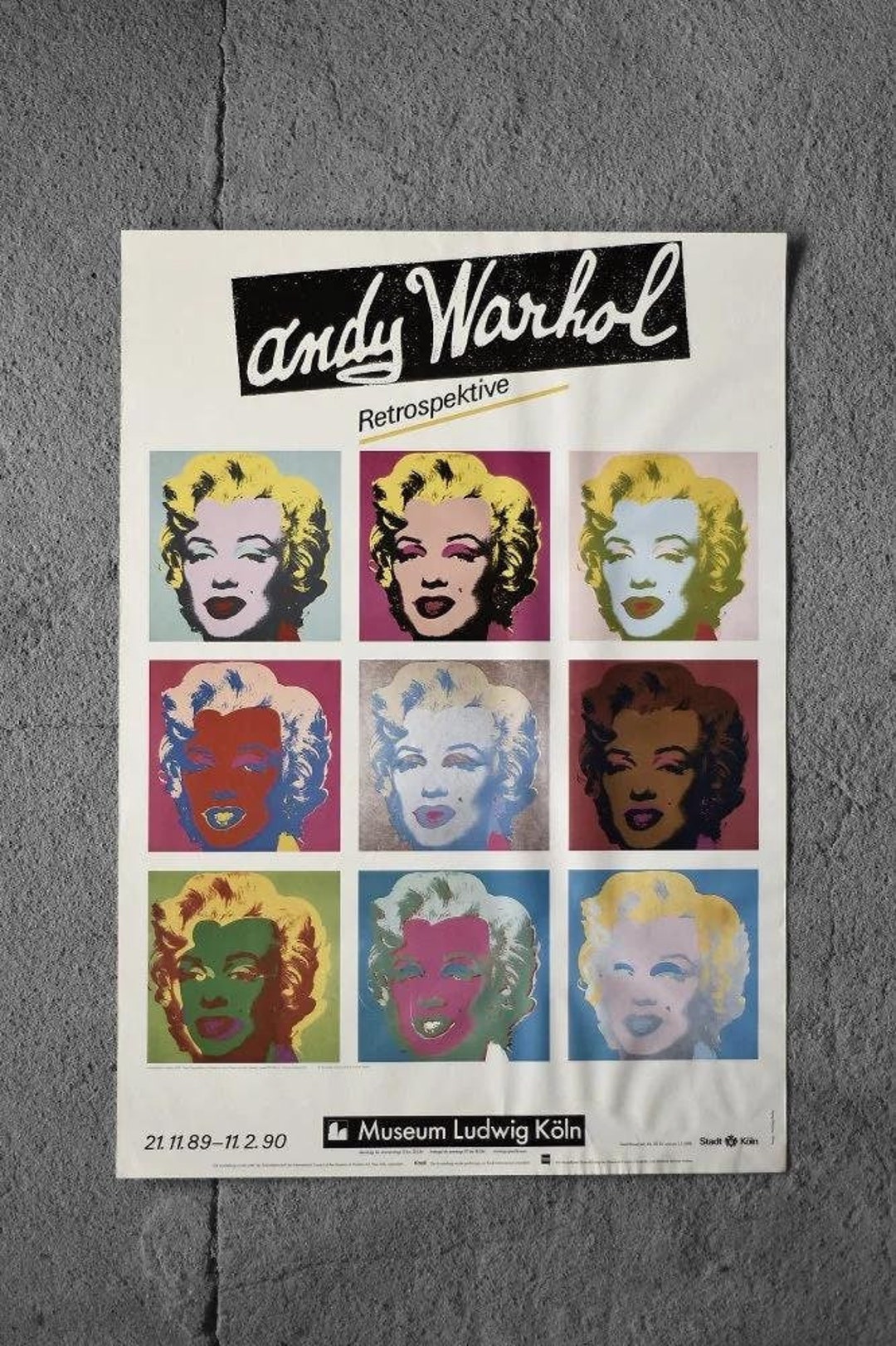Andy Warhol【Marilyn Monroe】vintage poste Vintage Andy Warhol Marilyn Monroe Poster: Museum Ludwig Köln