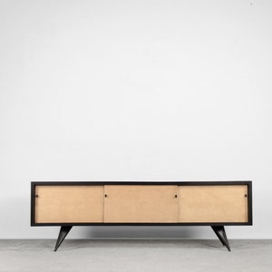 Mid-Century Elegant Black and Maple Scandinavian Vintage Sideboard, 1960s