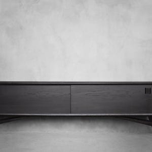 Vintage Mid-Century Scandinavian Modern Dark Oak Sideboard with Wooden Handles, 1960s