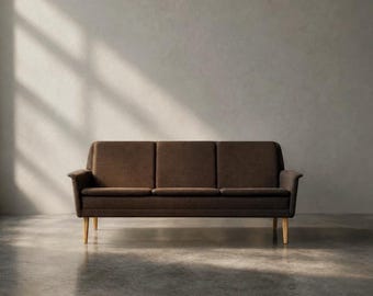Mid-Century Danish Modern Brown 3-Seater Sofa by Folke Ohlsson for Fritz Hansen, 1960s