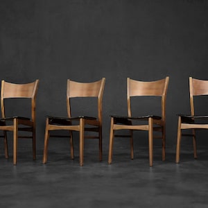 Vintage Classic Mid-Century Modern Esszimmerstühle aus Buche und Teakholz, 1960er Jahre, 4er Set
