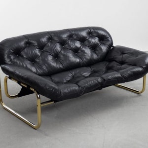 Scandinavian Leather Black Sofa by John-Bertil Häggström for Swed-Form, 1970s