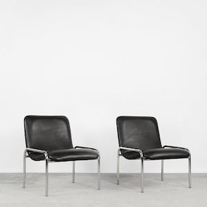Vintage Minimalist Chrome Armchairs from Thonet, 1970s, Set of 2