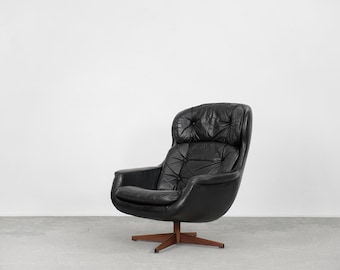 Swedish Modernist Leather Swivel Lounge Chair From Selig Imperial, 1970s
