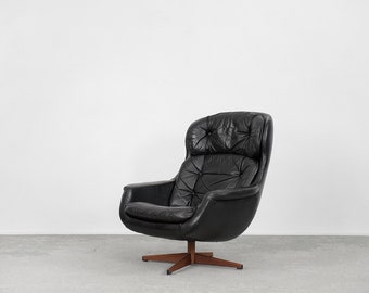 Swedish Modernist Leather Swivel Lounge Chair From Selig Imperial, 1970s