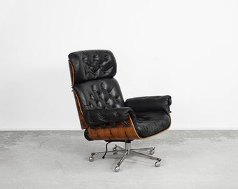 Rare Vintage Mid-Century Swiss Modern Leather & Bent Wood Lounge Chair by Martin Stoll for Stoll Giroflex, 1960s