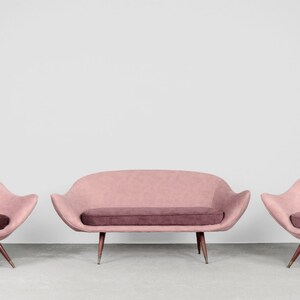 Raro set da salotto in velluto Space Age Mid-Century Modern di Paged, 1972, set da 3