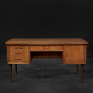 Vintage Classic Mid-Century Danish Scandinavian Modern Teak Bilateral Desk, 1960s