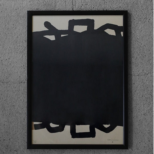 Eduardo Chillida, Lithographie vintage originale sur carton, encadrée